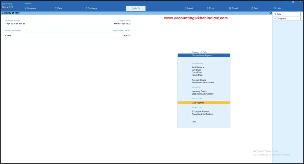 How to export GSTR-1 from Tally Prime in JSON file 