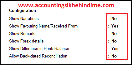 Configure Bank Reconciliation Screen in Hindi