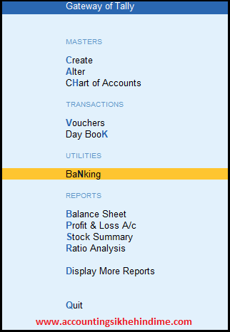 Tally Prime Bank Reconciliation in hindi