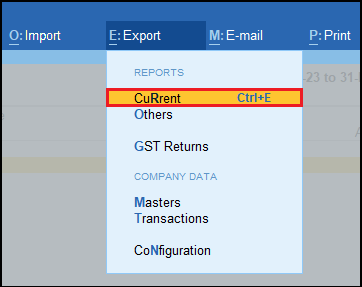 Alt+E Key प्रैस करने के बाद हमे Current ऑप्शन पर Enter प्रैस करना है।