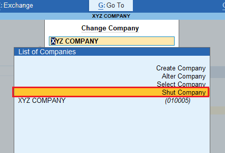 Shut Company in Tally Prime in Hindi